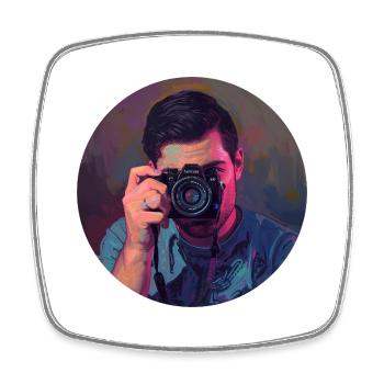 Photographe avec transformation numérique artistique - Magnet carré - blanc - Devant