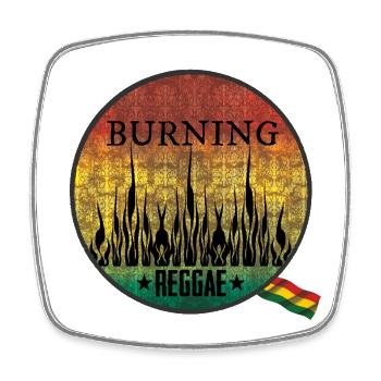 Feuriges Burning Reggae Emblem - Viereckiger Kühlschrankmagnet - Weiß - Vorne