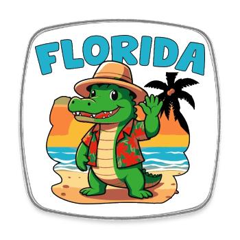 Crocodile Florida Vacation - Square fridge magnet - white - Front