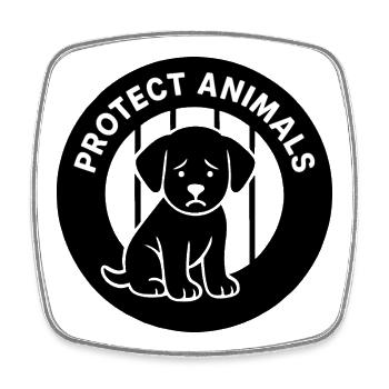 Dog print with protective motif against puppy trade - Square fridge magnet - white - Front