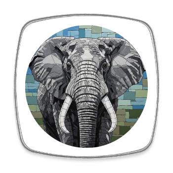 Portrait artistique d’éléphant en mosaïque - Magnet carré - blanc - Devant