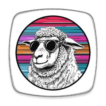 Llama surfer with sunglasses - Square fridge magnet - white - Front