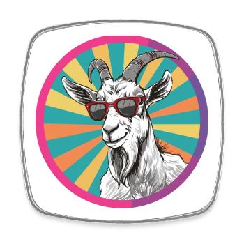 Portrait de chèvre décontracté avec lunettes de soleil - Magnet carré - blanc - Devant