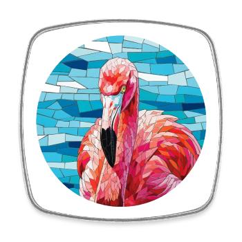 Mosaic Flamingo Portrait - Square fridge magnet - white - Front