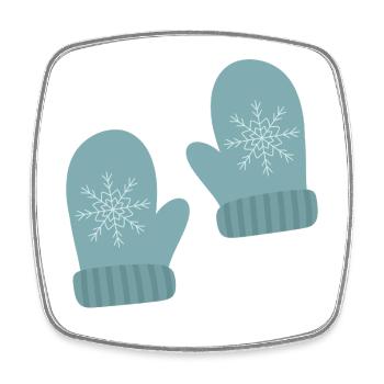 Winter Fäustlinge Schneeflocke Design - Viereckiger Kühlschrankmagnet - Weiß - Vorne