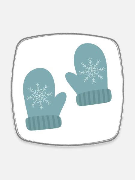 Mitaines d’hiver Snowflake Design - Magnet carré - blanc