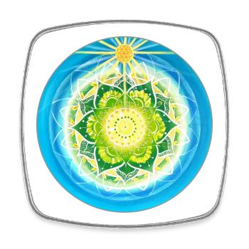 Mandala vivant et lumineux - Magnet carré - blanc - Devant