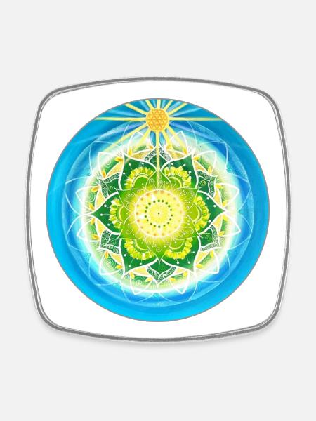 Living light-filled mandala - Square fridge magnet - white