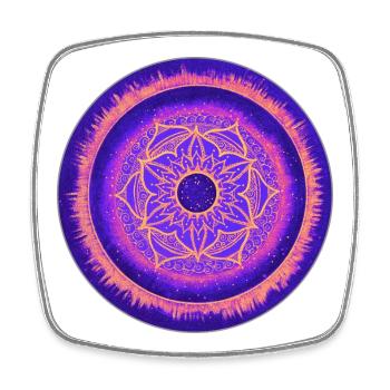 Mandala Design in violett, blau und orange - Viereckiger Kühlschrankmagnet - Weiß - Vorne
