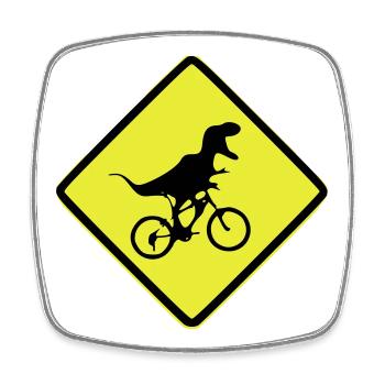 T-Rex Fahrradsignal illustriert - Viereckiger Kühlschrankmagnet - Weiß - Vorne