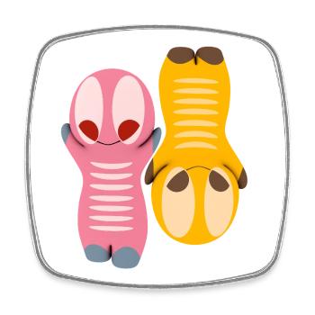 Cute kawaii figure - Square fridge magnet - white - Front