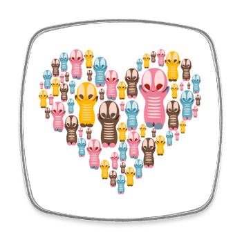 Niedliche Kawaiifiguren Herz - Viereckiger Kühlschrankmagnet - Weiß - Vorne