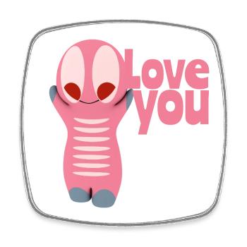 Cute kawaii figure love you - Square fridge magnet - white - Front