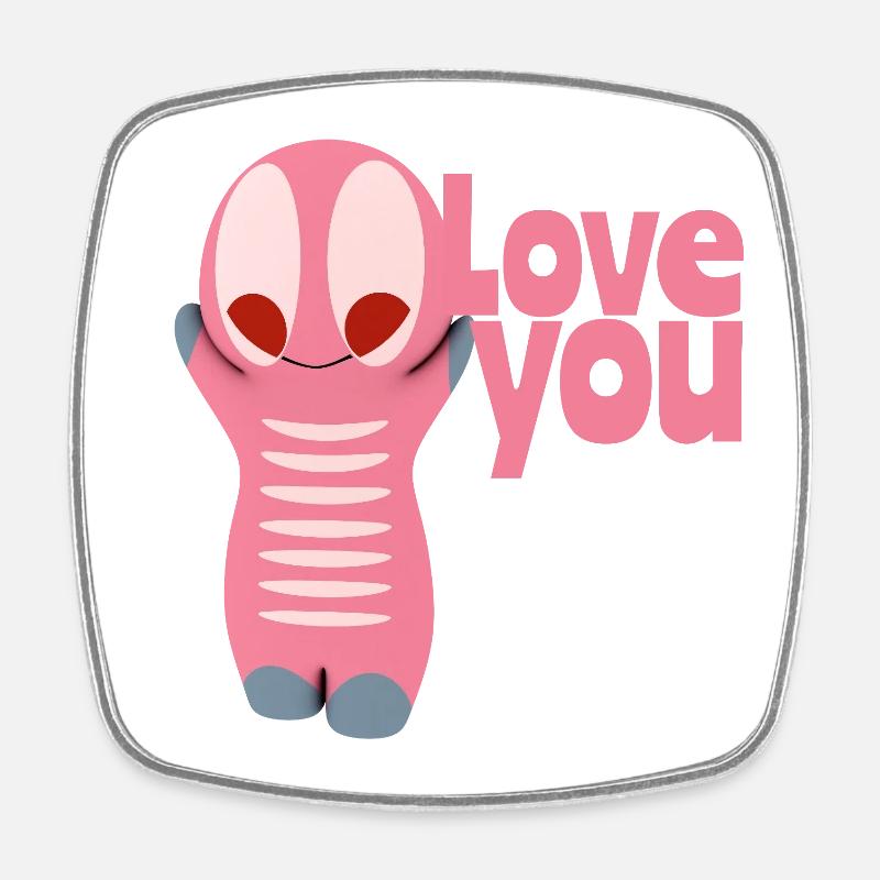 Mignon figurine kawaii t’aime - Magnet carré - blanc