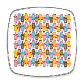 Motifs de figurines kawaii mignons aux couleurs pastel - Magnet carré - blanc - Devant