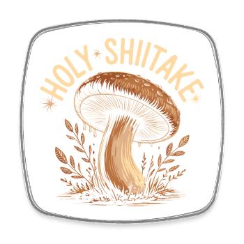 Holy Shiitake Pilz - Lustiger Spruch - Viereckiger Kühlschrankmagnet - Weiß - Vorne