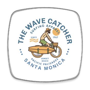 Design von Surfer in Santa Monica - Viereckiger Kühlschrankmagnet - Weiß - Vorne