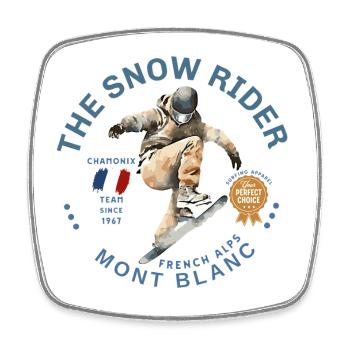 Mont Blanc skier in action in Chamonix - Square fridge magnet - white - Front