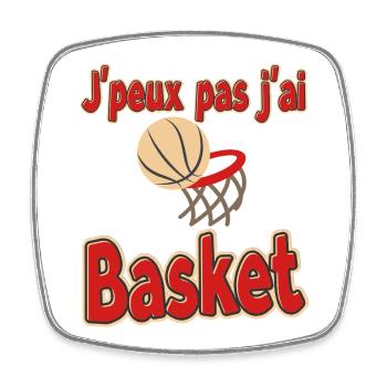 Ich kann nicht, ich habe Basketball - Viereckiger Kühlschrankmagnet - Weiß - Vorne