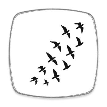 Vogelschwarm Silhouette auf schwarzem Hintergrund - Viereckiger Kühlschrankmagnet - Weiß - Vorne