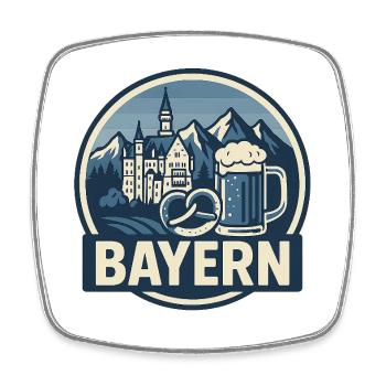 Bayern Bergblick Bier und Stadt - Viereckiger Kühlschrankmagnet - Weiß - Vorne