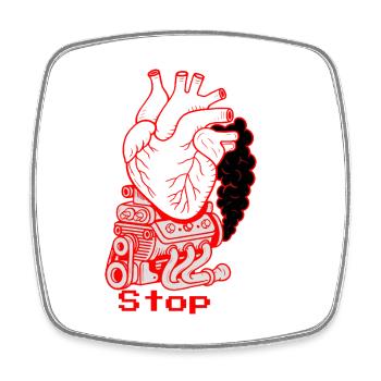 Traffic message Heart Attack - Square fridge magnet - white - Front