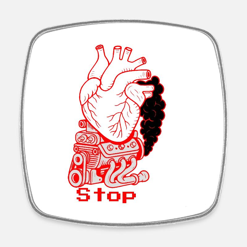 Message de circulation Crise cardiaque - Magnet carré - blanc