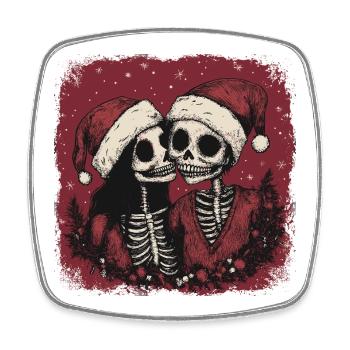 Zombie couple celebrating Christmas - Square fridge magnet - white - Front