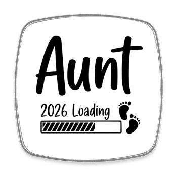 Aunt 2026 Loading - Viereckiger Kühlschrankmagnet - Weiß - Vorne