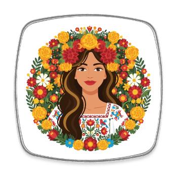 Fleurs Sauvages Fille Mexicaine Fleurs - Magnet carré - blanc - Devant