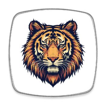 Majestic tiger head illustration - Square fridge magnet - white - Front