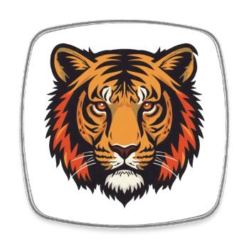 Ausdrucksstarker Tiger Kopfeindruck - Viereckiger Kühlschrankmagnet - Weiß - Vorne