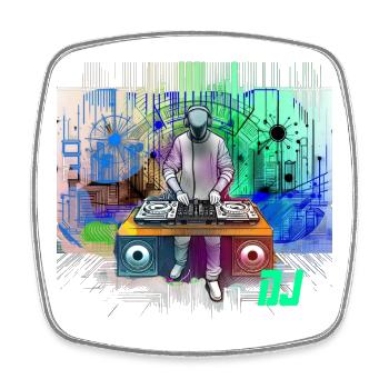 DJ dynamique avec des designs techno colorés - Magnet carré - blanc - Devant