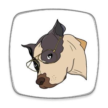 Stylish Dog with Gold Glasses - Square fridge magnet - white - Front