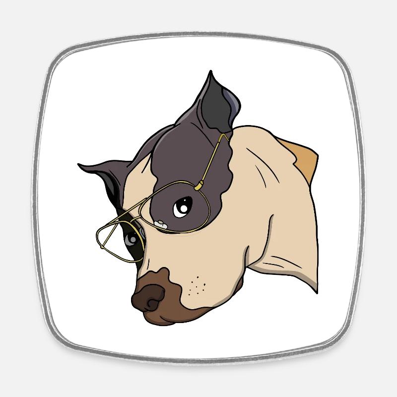 Chien élégant avec des lunettes dorées - Magnet carré - blanc