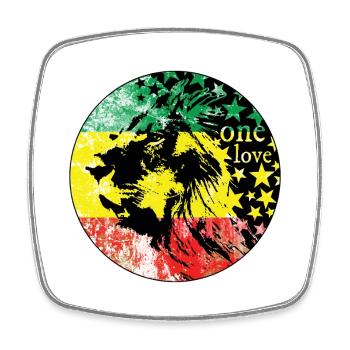 LionLiebe Rastas Reggae Design - Magnet carré - blanc - Devant