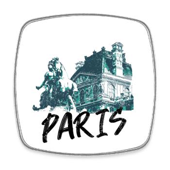 Paris, Equestrian Statue and Architecture - Square fridge magnet - white - Front