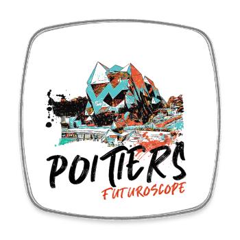 Poitiers, Futuroscope, couleurs Neon - Magnet carré - blanc - Devant