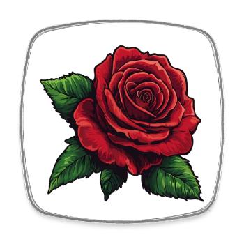Rose rouge / Pétales graphique vectoriel - Magnet carré - blanc - Devant