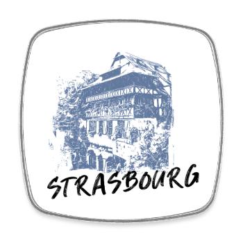 Typische Straßburger Fassaden in monochromem Blau - Viereckiger Kühlschrankmagnet - Weiß - Vorne