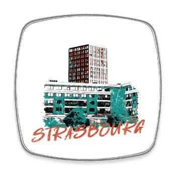 Illustration Modernes Straßburg in Rivétoile - Viereckiger Kühlschrankmagnet - Weiß - Vorne