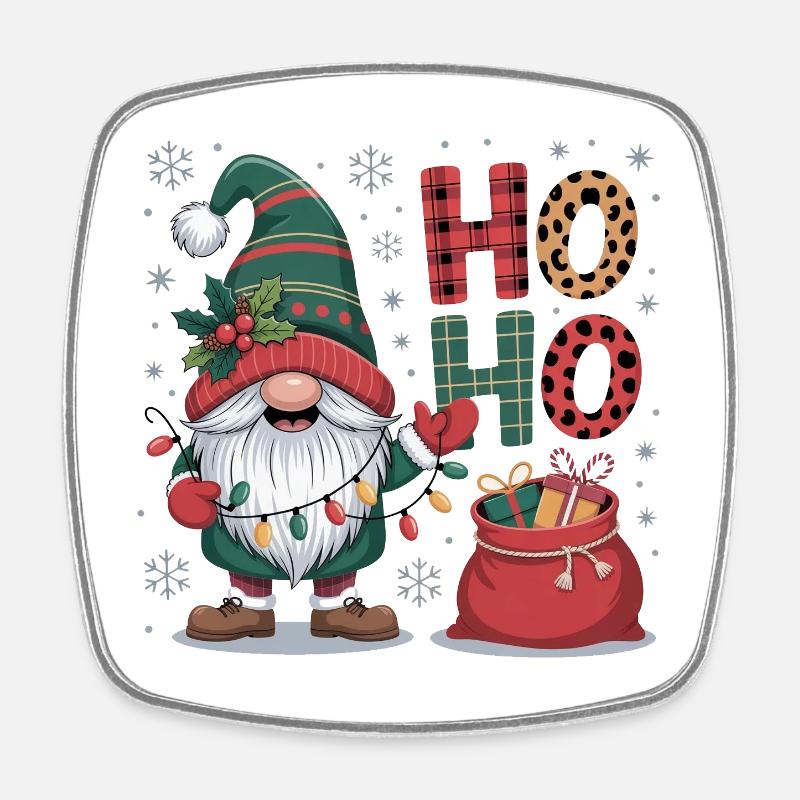 Weihnachtsmann Wichtel - Viereckiger Kühlschrankmagnet - Weiß