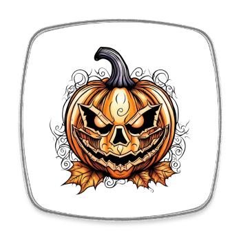 Spooky Halloween pumpkin with skull design - Square fridge magnet - white - Front