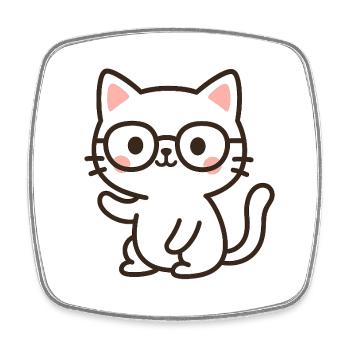 Niedliche Katzenillustration mit Brille - Viereckiger Kühlschrankmagnet - Weiß - Vorne