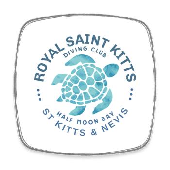 Diving Turtle ROYAL SAINT KITTS - Square fridge magnet - white - Front