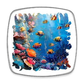 Vibrant coral reef marine life - Square fridge magnet - white - Front