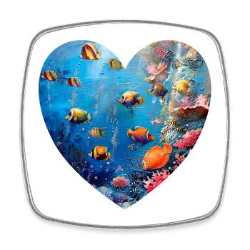 Intact Coral Reef Underwater World Heart Design - Square fridge magnet - white - Front