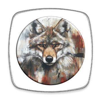 Wild wolf portrait in watercolor look - Square fridge magnet - white - Front