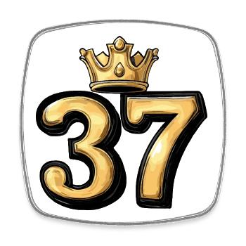 37 Nombre Couronne - Magnet carré - blanc - Devant