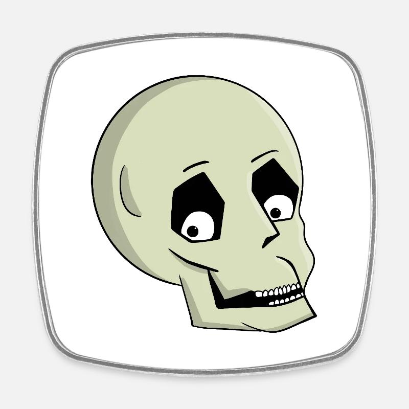 Playful Skull Smile Cartoon - Square fridge magnet - white